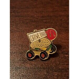 McDonald's Drive-Thru Hamburger On Wheels Employee Lapel‎ Hat Pin